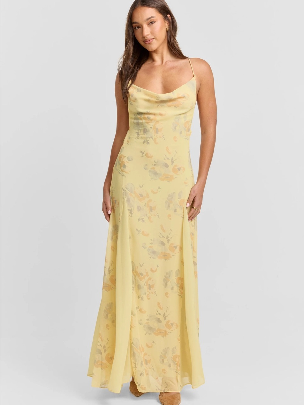 Sasha Therese Floral Backless Dress in Yellow
